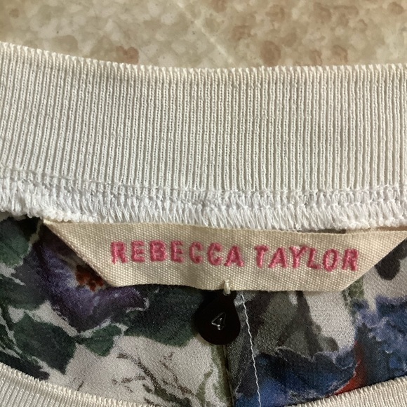Rebecca Taylor Women's 100% Silk Floral Sheer Blouse Size 4 - Picture 4 of 5